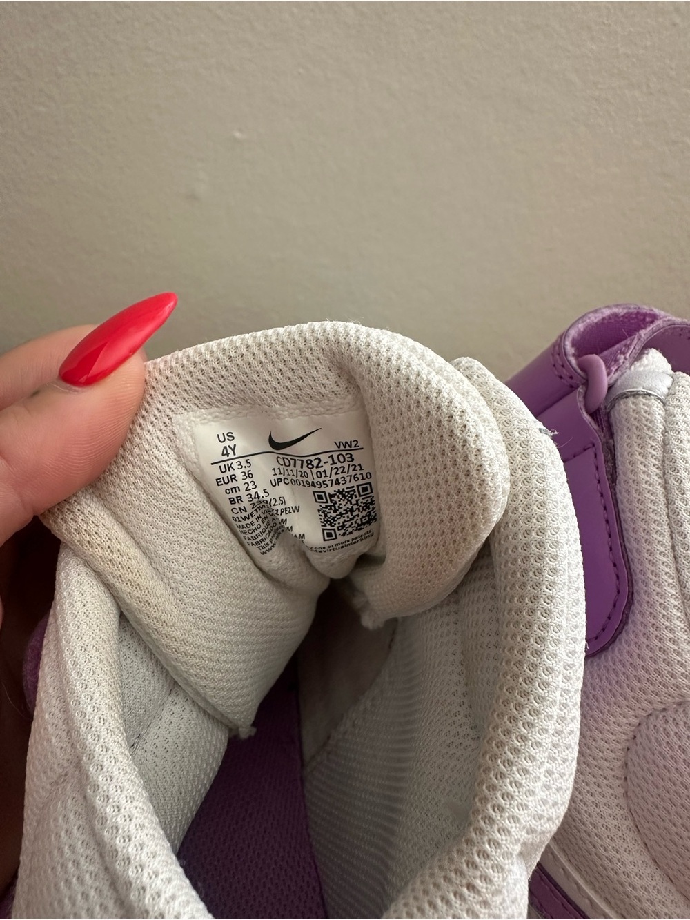 Nike Kids White and Purple High-Top Sneakers - Picture 6 of 6